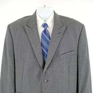 Calvin Klein Wool Gray Birdesye Peak Lapel 44L Blazer 2 Button Tagged 46R